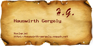 Hauswirth Gergely névjegykártya